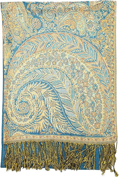 Achillea Big Paisley Pashmina Shawl Wrap for Women – Elegant Scarf for Weddings, Evening Dresses, Festivals & Daily Wear