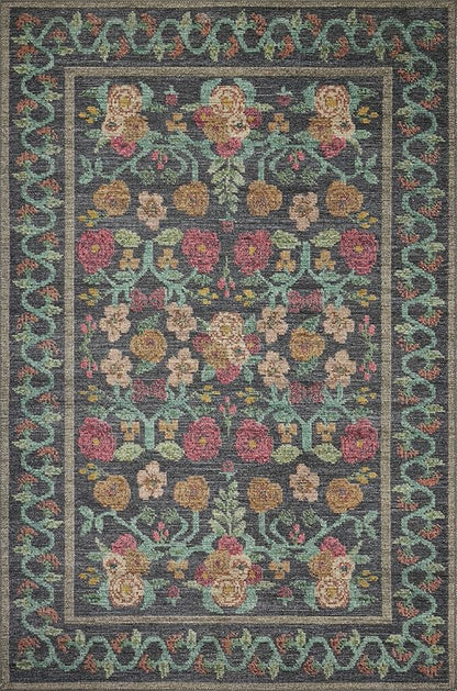 Loloi Rifle Paper Co. Rosa Collection RSA-01 Black 3'-9" x 5'-6" Accent Rug