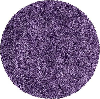 SAFAVIEH Milan Shag Collection 4' Round Purple SG180 Solid Non-Shedding Living Room Bedroom Dining Room Entryway Plush 2-inch Thick Area Rug
