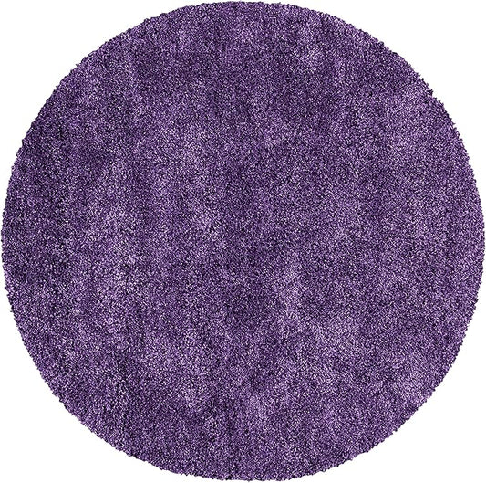 SAFAVIEH Milan Shag Collection 4' Round Purple SG180 Solid Non-Shedding Living Room Bedroom Dining Room Entryway Plush 2-inch Thick Area Rug