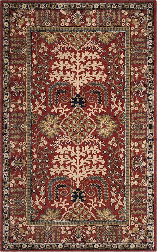 SAFAVIEH Antiquity Collection Area Rug - 5' x 8', Red & Multi, Handmade Traditional Oriental Wool, Ideal for High Traffic Areas in Living Room, Bedroom (AT64A)