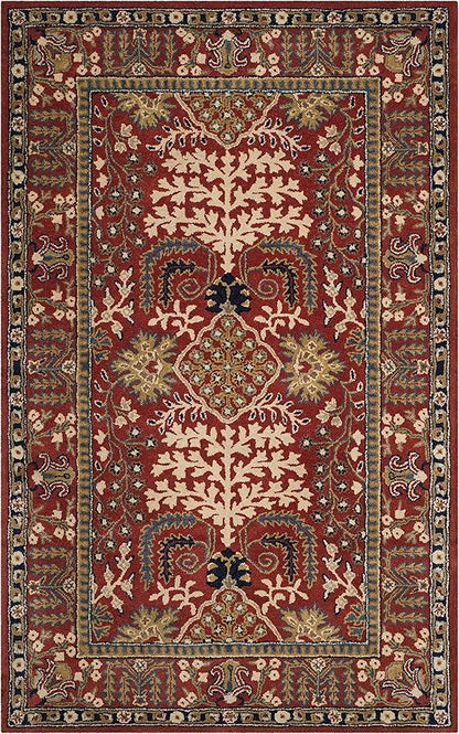 SAFAVIEH Antiquity Collection Area Rug - 5' x 8', Red & Multi, Handmade Traditional Oriental Wool, Ideal for High Traffic Areas in Living Room, Bedroom (AT64A)