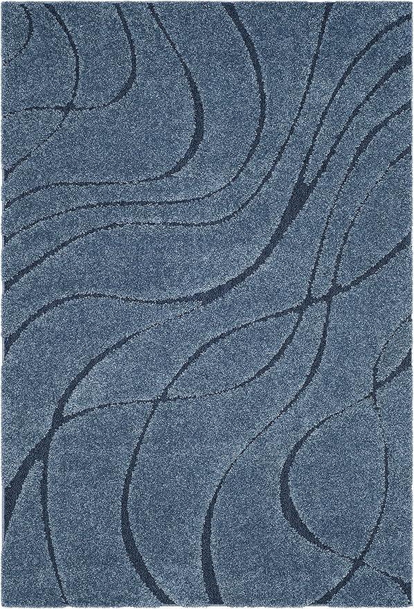 SAFAVIEH Florida Shag Collection Area Rug - 6' x 9', Light Blue & Blue, Non-Shedding & Easy Care, 1.2-inch Thick Ideal for High Traffic Areas in Living Room, Bedroom (SG471-6065)