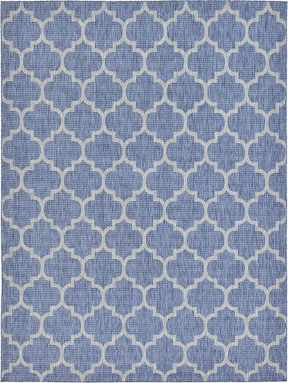 Unique Loom Outdoor Trellis Collection Area Rug (9' x 12' Rectangle, Navy Blue/ Ivory)
