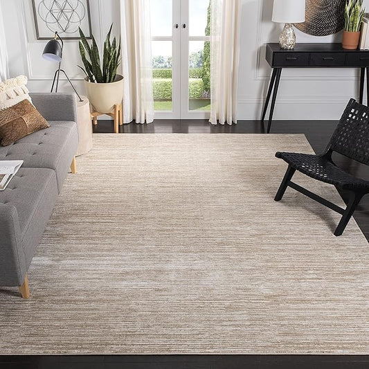SAFAVIEH Vision Collection Area Rug - 8' Square, Cream, Modern Ombre Design, Non-Shedding & Easy to Clean, Ideal for Living Room, Bedroom, Dining Space (VSN606F)