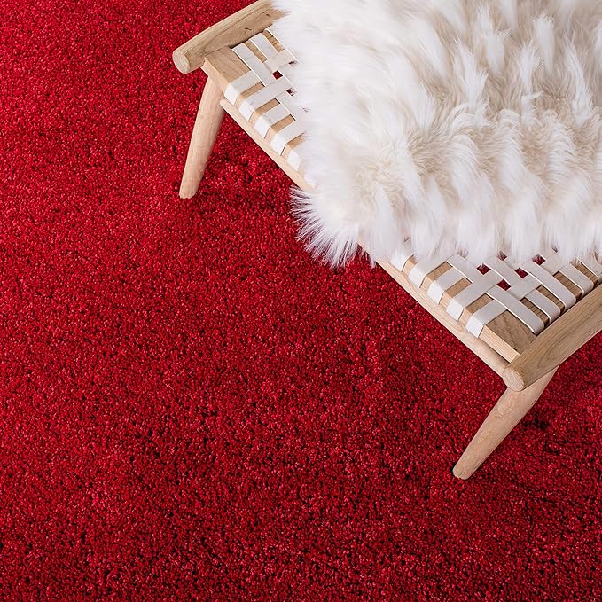 SAFAVIEH Milan Shag Collection Area Rug - 3' Square, Red, Solid Design, Non-Shedding & Easy Care, 2-inch Thick Ideal for High Traffic Areas in Living Room, Bedroom (SG180-4040)