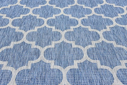 Unique Loom Outdoor Trellis Collection Area Rug (9' x 12' Rectangle, Navy Blue/ Ivory)