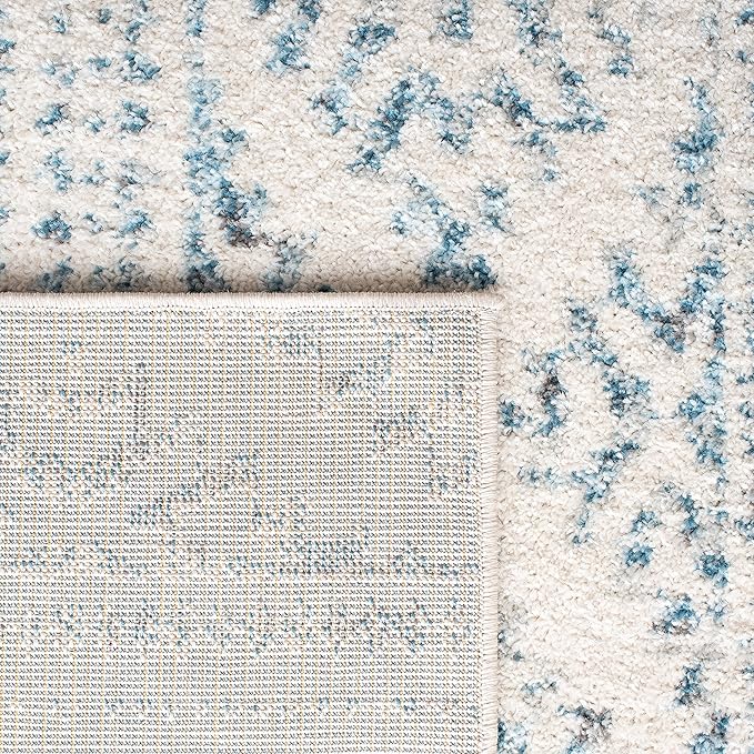 SAFAVIEH Tulum Collection Runner Rug - 2' x 8', Ivory & Turquoise, Moroccan Boho Tribal Design, Non-Shedding & Easy to Clean, Ideal for Living Room, Hallway, Foyer, Entryway, Bedroom (TUL272E)
