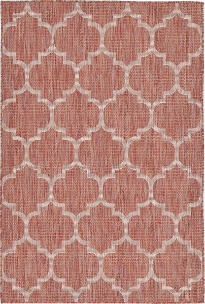 Unique Loom Outdoor Trellis Collection Area Rug (4' 1" x 6' 1" Rectangle, Rust Red/ Ivory)
