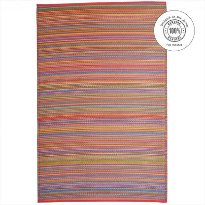 Fab Habitat Outdoor Rug - Waterproof, Fade Resistant, Crease-Free - Premium Recycled Plastic - Striped - Porch, Deck, Balcony, Mudroom, Laundry Room, Patio - Cancun - Multicolor - 3 x 5 ft