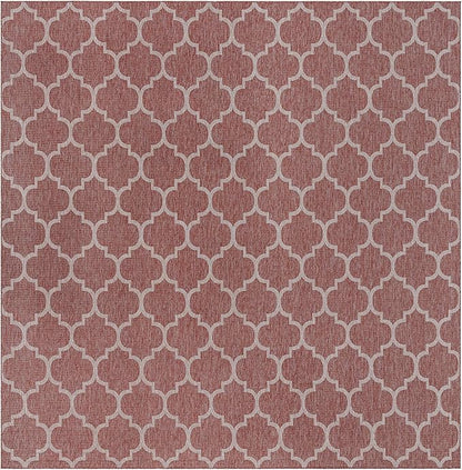 Unique Loom Outdoor Trellis Collection Area Rug - Trellis (Square 13' 0" x 13' 0", Rust Red/ Ivory)