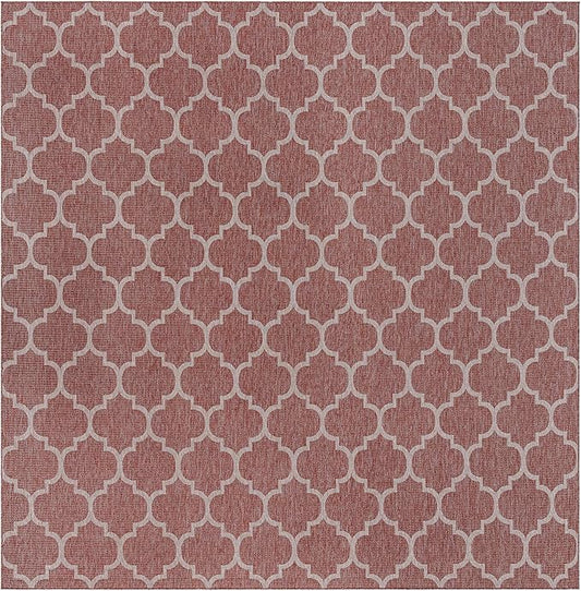 Unique Loom Outdoor Trellis Collection Area Rug - Trellis (Square 13' 0" x 13' 0", Rust Red/ Ivory)