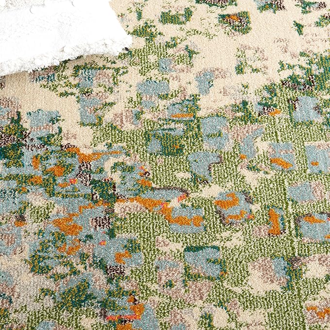 SAFAVIEH Monaco Collection Area Rug - 6'7" x 9'2", Sage & Rust, Abstract Watercolor Design, Non-Shedding & Easy Care, Ideal for High Traffic Areas in Living Room, Bedroom, Dining (MNC225W-6)