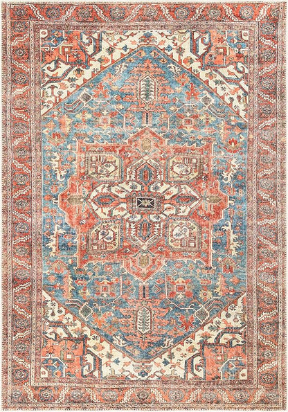 Keen Home Design 5x7 Rug - Machine Washable Area Rug with Non-Slip Backing, Ideal for Living Room, Dining Room, Bedroom - Vintage, Easy Clean, Durable, Low Pile Rug - (5' x 7')