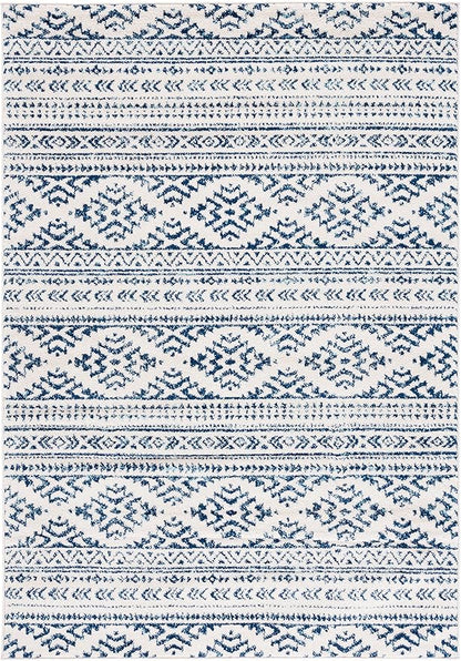 SAFAVIEH Area Rug 4x6 - Tulum Collection - Ivory & Navy, Moroccan Boho Tribal Design, Non-Shedding & Easy to Clean, Ideal for Living Room, Bedroom, Dining Space (TUL272D)