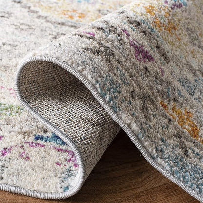 SAFAVIEH Madison Collection Runner Rug - 2'2" x 6', Grey & Yellow, Boho Diamond Distressed Design, Non-Shedding & Easy Care, Ideal for High Traffic Areas in Living Room, Bedroom (MAD418F)