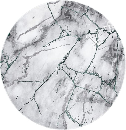 SAFAVIEH Craft Collection Area Rug - 6'7" Round, Grey & Green, Modern Abstract Design, Non-Shedding & Easy Care, Ideal for High Traffic Areas in Living Room, Bedroom (CFT877Y)