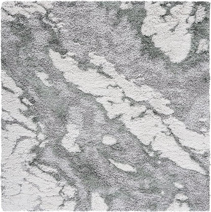 SAFAVIEH Horizon Shag Collection Area Rug - 8' Square, Grey & Green, Modern Abstract Design, Plush 2.5-inch Thick, Ideal for High Traffic Areas in Living Room, Bedroom, Dining (HZN890Y-8SQ)