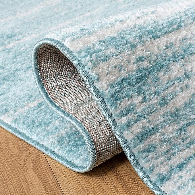 SAFAVIEH Adirondack Collection Accent Rug - 4'5" x 6'5", Aqua & Ivory, Modern Ombre Design, Non Shedding & Easy to Clean, Ideal for Living Room, Bedroom, Office, Dining Space (ADR113J)