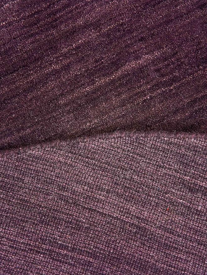 Hand Knotted Loom Wool ECO-Friendly Area Rugs - 10'x10', Round, Purple Color, Solid Plain Design, High Pile Thick Handmade Anti Skid Area Rugs for Living Room, Bed Room (L00111)