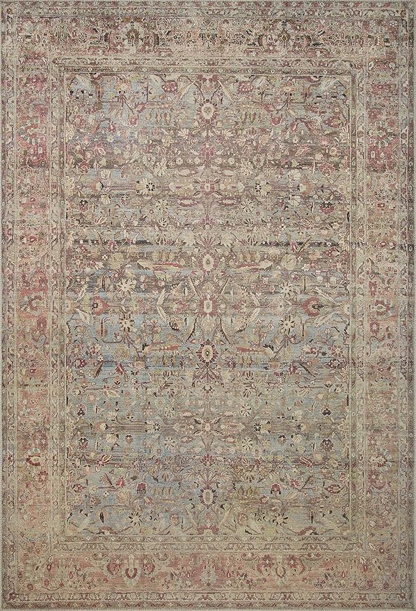 Loloi Adrian Collection ADR-06 Ocean/Clay 5'-0" x 7'-6", .19" Thick Area Rug