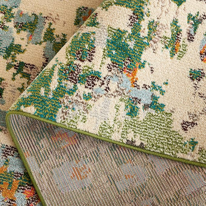 SAFAVIEH Monaco Collection Area Rug - 6'7" x 9'2", Sage & Rust, Abstract Watercolor Design, Non-Shedding & Easy Care, Ideal for High Traffic Areas in Living Room, Bedroom, Dining (MNC225W-6)