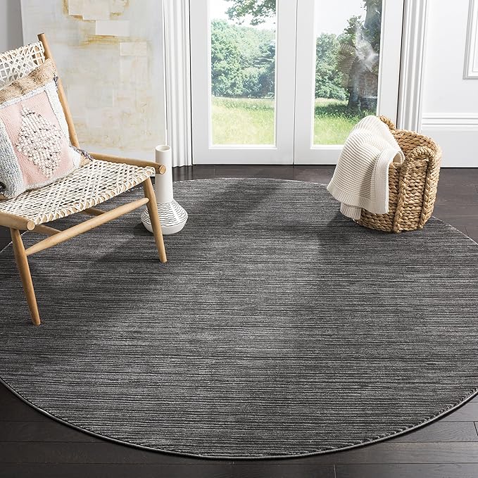 SAFAVIEH Vision Collection Area Rug - 5' Round, Grey, Modern Ombre Design, Non-Shedding & Easy to Clean, Ideal for Living Room, Bedroom, Dining Space (VSN606D)