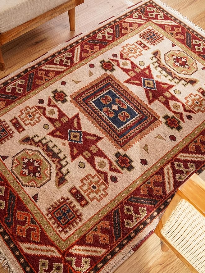 Hand Knotted Wool & Silk ECO-Friendly Oriental Area Rugs - 10'x13', Rectangle Shape, Cream Burgundy Color, Classic Oriental Traditional, Medium Pile Handmade Area Rugs (AF0102)