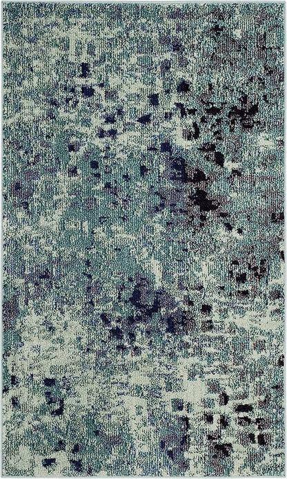 SAFAVIEH Monaco Collection Accent Rug - 3' x 5', Light Blue & Multi, Abstract Watercolor Design, Non-Shedding & Easy Care, Ideal for High Traffic Areas in Entryway, Living Room, Bedroom (MNC225J)