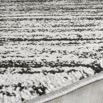 SAFAVIEH Adirondack Collection Area Rug - 8' Round, Silver & Black, Modern Ombre Design, Non Shedding & Easy to Clean, Ideal for Living Room, Bedroom, Office, Dining Space (ADR113A)