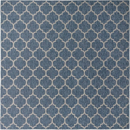Unique Loom Outdoor Trellis Collection Area Rug - Trellis (Square 13' 0" x 13' 0", Navy Blue/ Ivory)