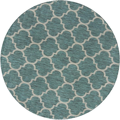 Unique Loom Outdoor Trellis Collection Area Rug (8' Round, Teal/ Gray)