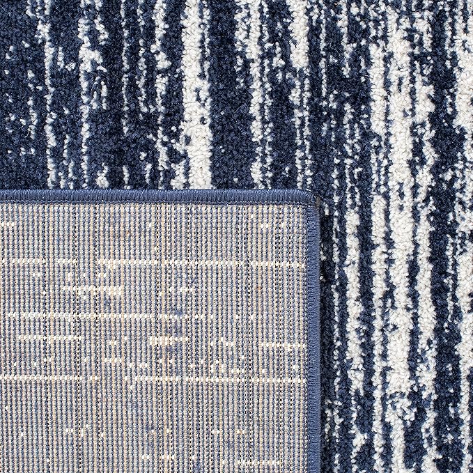 SAFAVIEH Adirondack Collection Area Rug - 6'7" Square, Navy & Ivory, Modern Ombre Design, Non Shedding & Easy to Clean, Ideal for Living Room, Bedroom, Office, Dining Space (ADR113N)