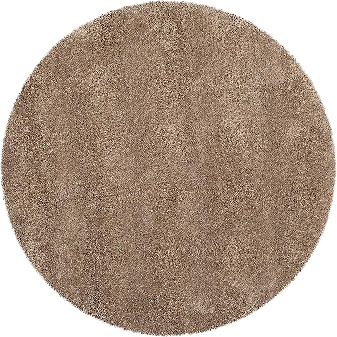 SAFAVIEH Milan Shag Collection 3' Round Dark Beige SG180 Solid Non-Shedding Living Room Bedroom Dining Room Entryway Plush 2-inch Thick Area Rug