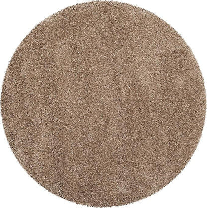 SAFAVIEH Milan Shag Collection 3' Round Dark Beige SG180 Solid Non-Shedding Living Room Bedroom Dining Room Entryway Plush 2-inch Thick Area Rug