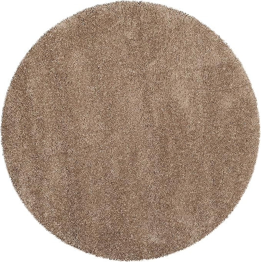 SAFAVIEH Milan Shag Collection 3' Round Dark Beige SG180 Solid Non-Shedding Living Room Bedroom Dining Room Entryway Plush 2-inch Thick Area Rug