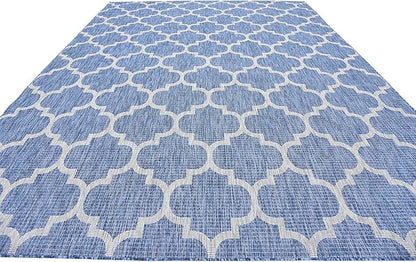 Unique Loom Outdoor Trellis Collection Area Rug (9' x 12' Rectangle, Navy Blue/ Ivory)
