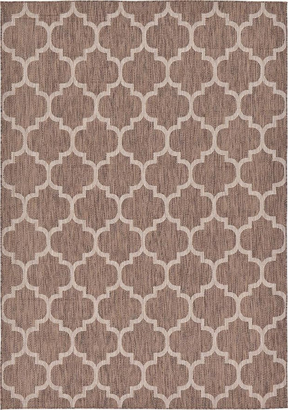 Unique Loom Outdoor Trellis Collection Area Rug (7' 1" x 10' Rectangle, Brown/ Ivory)