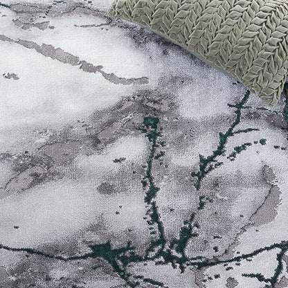 SAFAVIEH Craft Collection Runner Rug - 2'3" x 6', Grey & Green, Modern Abstract Design, Non-Shedding & Easy Care, Ideal for High Traffic Areas in Living Room, Bedroom (CFT877Y)
