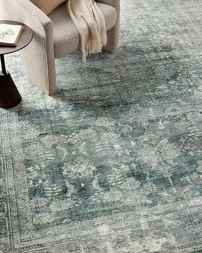 Loloi Magnolia Home by Joanna Gaines Banks Collection BAN-03 Blue/Lagoon 2'-3" x 3'-9" .13" Pile Height, Machine Washable, Accent Rug