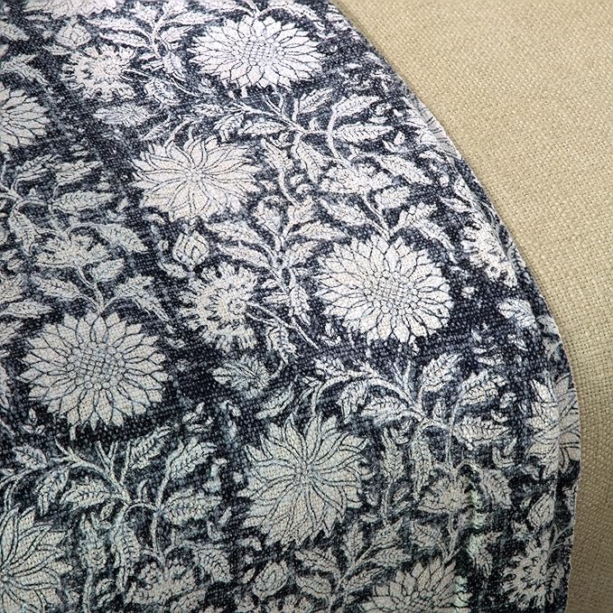 100% Pure Cotton Handblock Printed Throw Blanket, Soft 50" x 60" Fringed Floral Print Throw for Couch, Sofa, Chair, Bed - Cozy, Machine Washable, Comfortable Home Decor