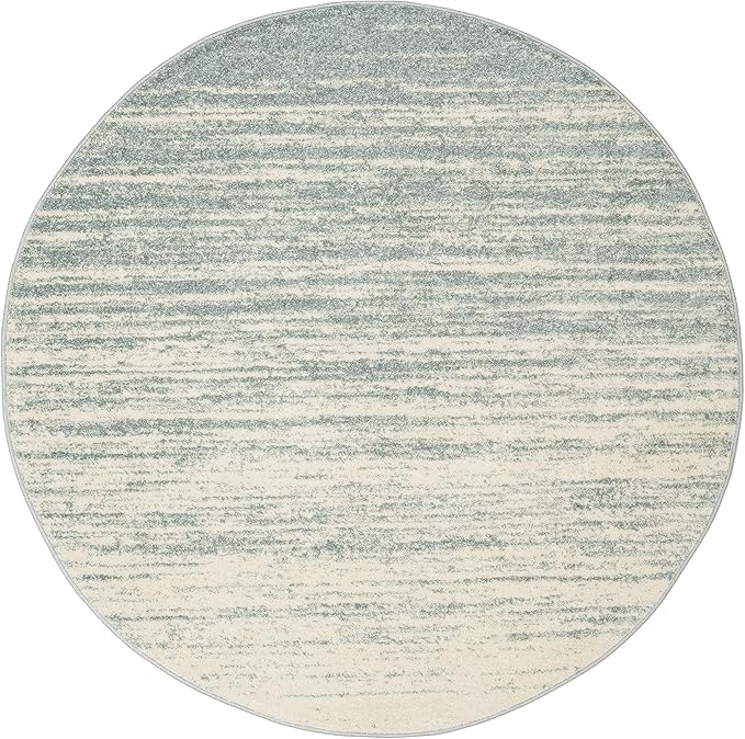 SAFAVIEH Adirondack Collection Area Rug - 4' Round, Slate & Cream, Modern Ombre Design, Non Shedding & Easy to Clean, Ideal for Living Room, Bedroom, Office, Dining Space (ADR113T)