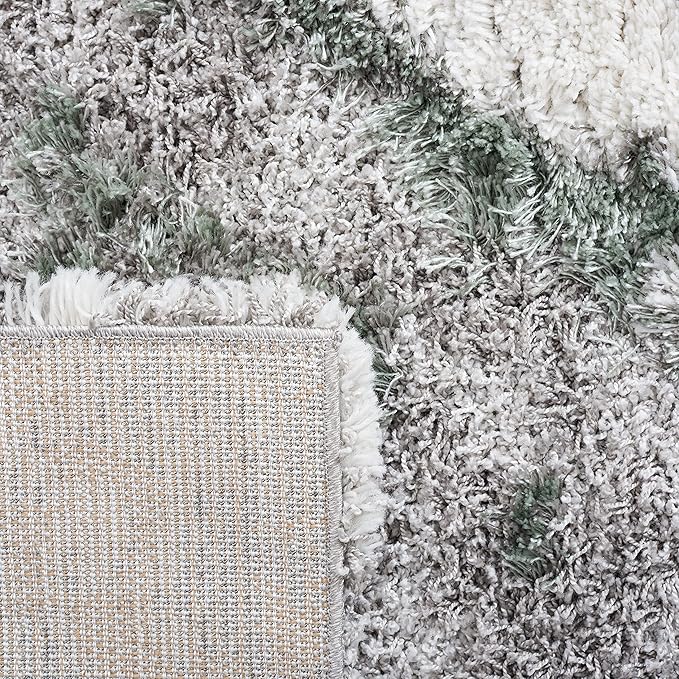 SAFAVIEH Horizon Shag Collection Runner Rug - 2' x 21', Grey & Green, Modern Abstract Design, Plush 2.5-inch Thick, Ideal for High Traffic Areas in Living Room, Bedroom, Dining (HZN890Y-221)