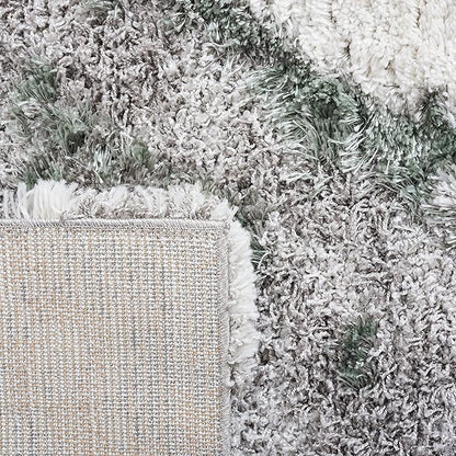 SAFAVIEH Horizon Shag Collection Runner Rug - 2' x 21', Grey & Green, Modern Abstract Design, Plush 2.5-inch Thick, Ideal for High Traffic Areas in Living Room, Bedroom, Dining (HZN890Y-221)