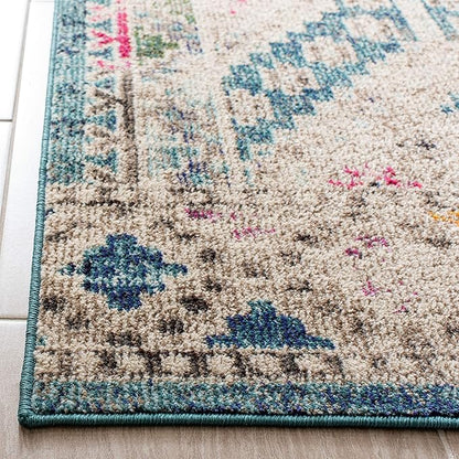 SAFAVIEH Madison Collection Accent Rug - 2'2" x 4', Dark Blue & Yellow, Boho Distressed Design, Non-Shedding & Easy Care, Ideal for High Traffic Areas in Entryway, Living Room, Bedroom (MAD418N)