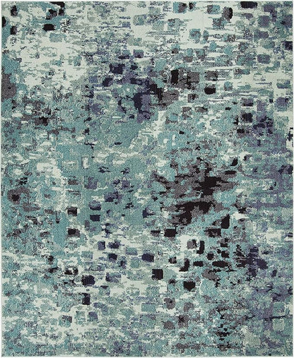 SAFAVIEH Monaco Collection Area Rug - 8' x 11', Light Blue & Multi, Boho Chic Abstract Watercolor Design, Non-Shedding & Easy Care, Ideal for High Traffic Areas in Living Room, Bedroom (MNC225J)