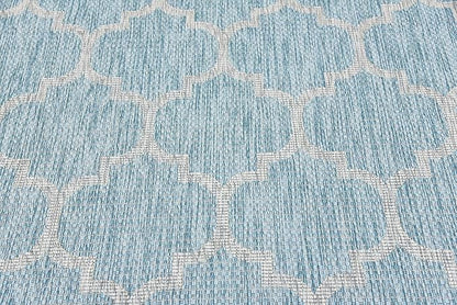 Unique Loom Outdoor Trellis Collection Area Rug (5' 1" x 8' Rectangle, Aquamarine/ Gray)
