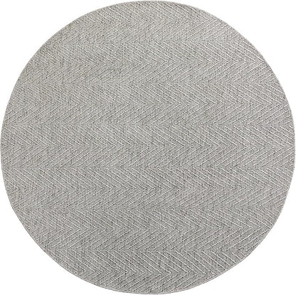 Town & Country Basics Pax Herringbone Textured Solid Everwash® Washable Area Rug, Low Pile, Non-Slip Backing, Easy Clean Pet & Family Friendly Rug, Grey, 5' Round
