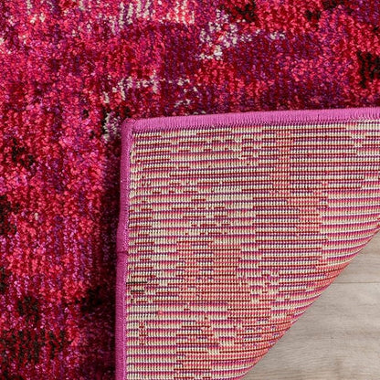 SAFAVIEH Monaco Collection Area Rug - 8' x 10', Fuchsia, Boho Chic Abstract Watercolor Design, Non-Shedding & Easy Care, Ideal for High Traffic Areas in Living Room, Bedroom (MNC225F)
