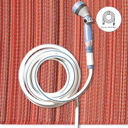 Fab Habitat Outdoor Rug - Waterproof, Fade Resistant, Crease-Free - Premium Recycled Plastic - Striped - Porch, Deck, Balcony, Mudroom, Laundry Room, Patio - Cancun - Sunset - 3 x 5 ft